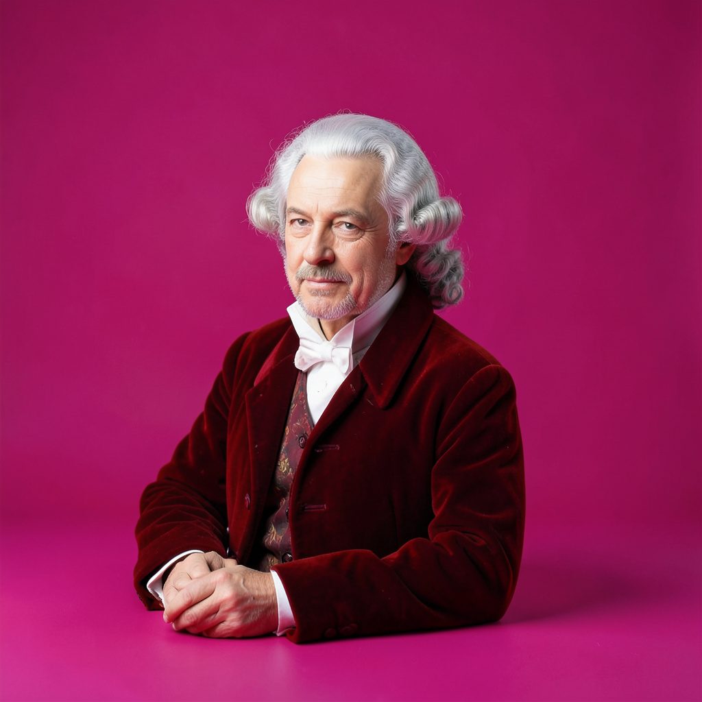 Wolfgang Amadeus Mozart portrait in red tones
